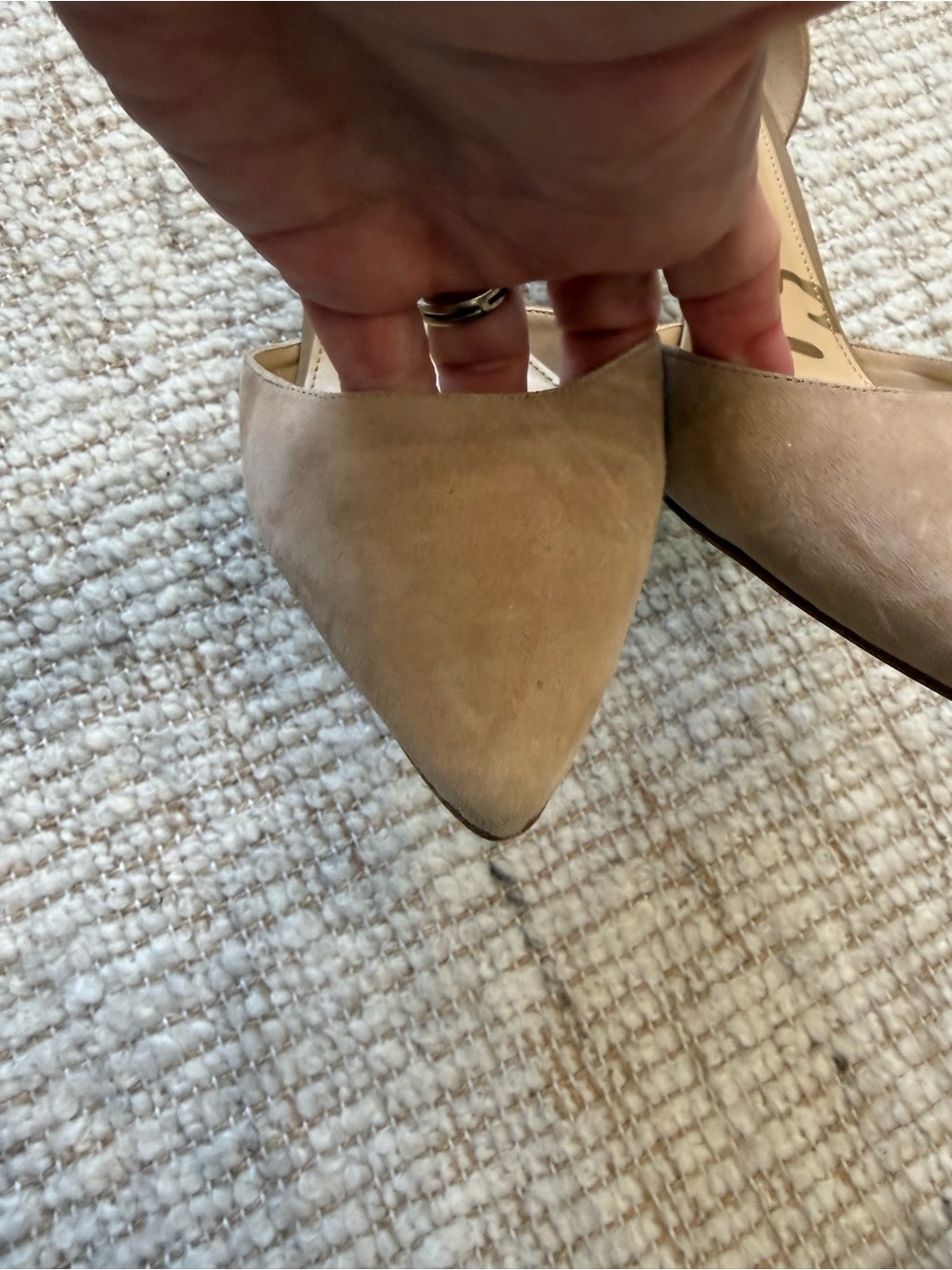 Sam Edelman Taupe Suede D'Orsay Pointed-Toe Heels - Picture 3 of 5